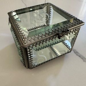 Nicole Miller glass mirror jewelry storage box
